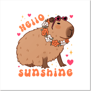 Hello sunshine a cute capybara ready for summer vacation Posters and Art